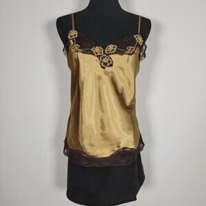 Poet Beaded Satin Cami Y2K Coquette Capsule Wardrobe Date Night Lace Medium
